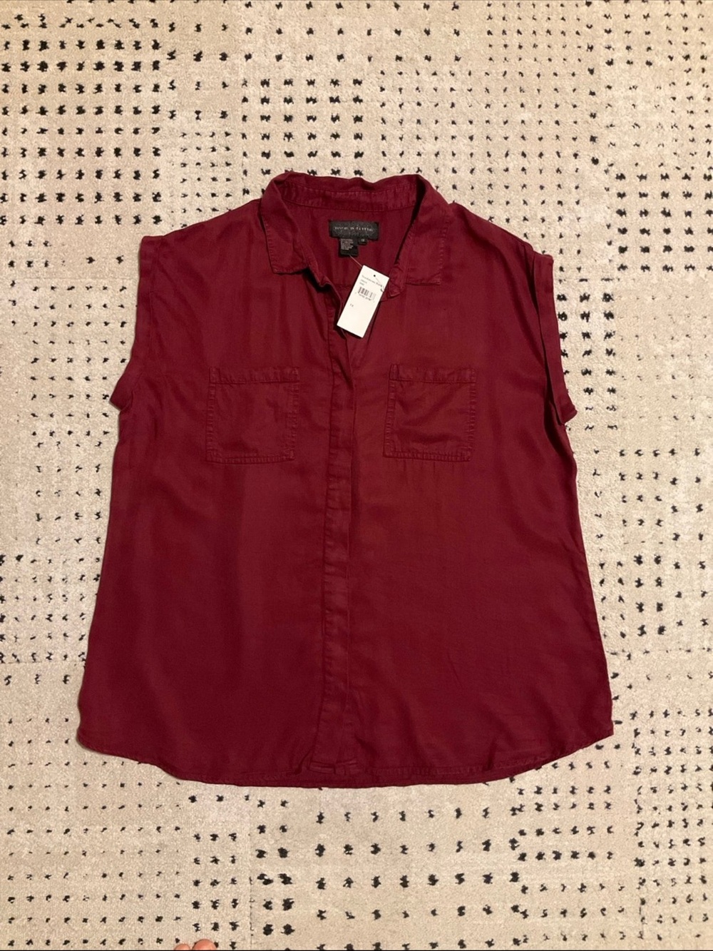 Live a Little burgundy short sleeved blouse, 1X, NWT!